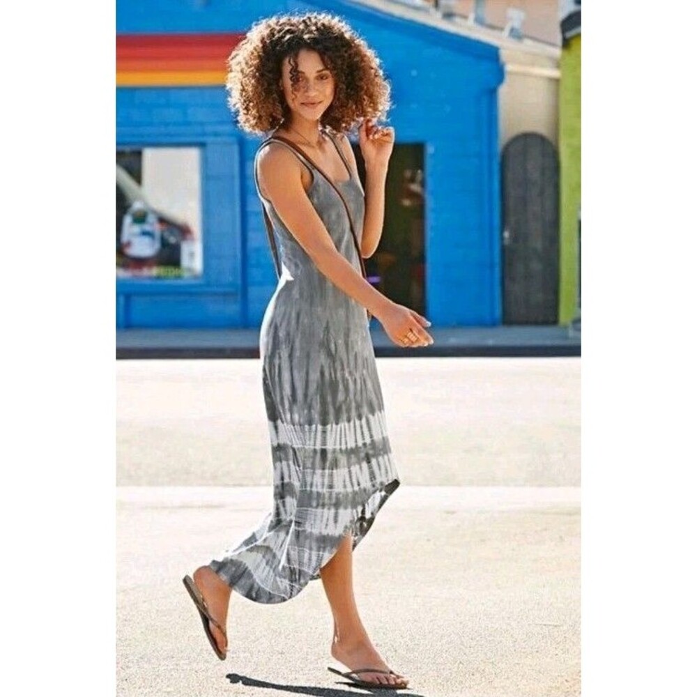 Athleta Seabreeze Maxi Tie Dye Tank Dress High Low Hem Spaghetti Straps Sz S (C
